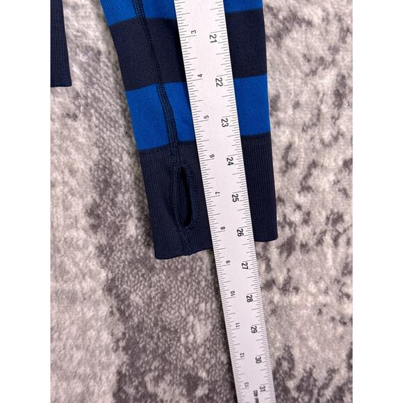 Tory Burch Sport Top Small Womens Seamless 1/4 Zip Blue Chevron Pullover - Picture 5 of 9